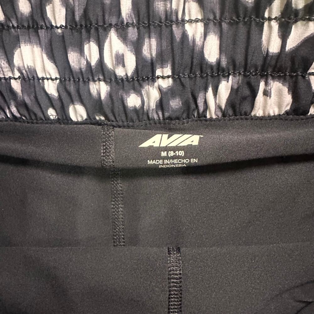Avia Athletic Shorts Women Medium Black White Running Lined Workout - Picture 4 of 6